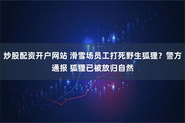 炒股配资开户网站 滑雪场员工打死野生狐狸？警方通报 狐狸已被放归自然